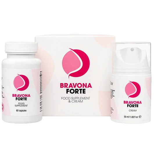 Kit Bravona Forte : crème & gélules pour augmentation mammaire naturelle.